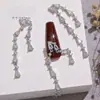 2025 Nuevos Accesorios para Uñas Ojo de Gato Flor Lazo Cadena de Perlas Colgante de Borla Zirconia Decoración de Uñas