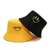 Sombrero de Sol para Exteriores Estilo Coreano Combinación Perfecta Sombrero de Cubeta Bordado para Hombres y Mujeres Estudiantes Sombrero de Pescador de Doble Cara Sombrero de Sol con Cara Sonriente para Mujer