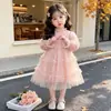 Vestido infantil para niña 2026 nuevo vestido de manga larga de primavera y otoño para niños pequeños, vestido rosa con lentejuelas