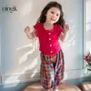 Conjunto de Verano de Manga Corta para Niñas Ningli Nuevo Set de Dos Piezas de Pantalones Anti-Mosquitos para Niños Ropa Urbana Moderna para Bebé Algodón Seda