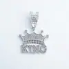 Colar com Pingente Source Goods Hip-Hop Letter King, Corrente Cubana Estilo Street, Decoração Personalizada, Pingente Coroa Cravejada de Diamantes em Liga Metálica