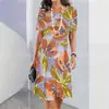 2024 Comercio Exterior Transfronterizo para Mujer Verano Estampado Digital 3D Falda Midi Elegante Falda de Manga Corta Explosiones de Moda