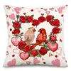 Fronha Mais Vendida da Amazon Fronha com Padrão de Flor de Amor Dia dos Namorados Decoração de Quarto Sofá Fronha Decorativa de Linho