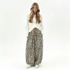 Item Quente Transfronteiriço de 2026: Calça Feminina Wide Leg Estampada de Leopardo com Cintura Elástica, Calça Casual Fina de Cintura Alta Emagrecimento com Efeito Drapeado