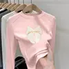 Camiseta para niños 2026 nuevo estilo cuello redondo manga larga para niñas otoño e invierno polar cálido y elegante top base para niñas pequeñas