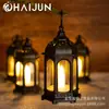 Linterna de Viento LED sin Llama de Plástico Hexagonal Pequeña Linterna de Viento Decoración Navideña de Halloween para el Hogar Adorno de Mesa para Fiesta