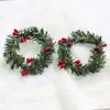 4,5cm Decoração de Natal Europeia e Americana Tira de Grama de PVC Folha de Pinheiro Fruta Vermelha Argola para Guardanapo Argola para Guardanapo Guirlanda de Natal Argola para Velas