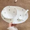 Belleza atemporal - Set de vajilla de cerámica con lunares de alta estética para uso doméstico, tazón para yogur, plato para ensalada, combinación de tazón y plato para una persona