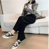 Pantalones gruesos de pierna ancha con forro de felpa chenilla para mujer, nueva colección otoño/invierno 2022, corte holgado, cintura alta, pierna recta, fluidos, pantalones largos casuales