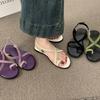 Sandalias Planas Versátiles de Estilo Coreano Ins con Tira Cruzada para Mujer, Sandalias Romanas Planas Casuales de Playa para Verano