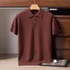 Nuevo modelo de otoño 100% cachemir puro para hombre, polo de manga corta con cuello, tejido suave, top casual de negocios ligero