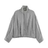 Atacado de fabricante de roupas femininas transfronteiriço 2026 ZA AliExpress mais vendido jaqueta bomber xadrez versátil com gola alta