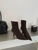 Botas de tornozelo bico fino, saltos agulha femininos, nova coleção outono/inverno 2026, botas elásticas de ajuste justo, botas de salto alto para tornozelo femininas