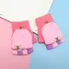 Guantes para niños otoño e invierno cálidos de medio dedo con tapa de dibujos animados lindos de punto con dedos descubiertos para bebé con forro polar engrosado para niños y niñas
