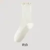Calcetines de rejilla transpirables antibacterianos de verano para niñas con volantes de oreja de madera, calcetines de punto Zhuji hasta la pantorrilla, postparto, encaje, dulces