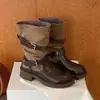 Botas de montar redondas retro para mujer, colección otoño 2026, con detalles de hebilla, botines, versátiles y adelgazantes, botas de media pantorrilla, botas de vaquero occidentales