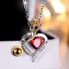 Lujo Ligero Corazón de Amor Zircón Rojo Cadena para Clavícula Rosa Bloqueo de Color Dorado y Plateado Colgante de Corazón Rosa con Zircón