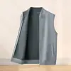 Colete Térmico Engrossado de Lã Modal Camada Base Masculina Suéter Outono Inverno 2026 Novo Colete de Tricô Gilet