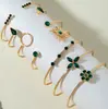 Novo Estilo Europeu e Americano Simples Metal Imitação Esmeralda Diamante Pulseira Diamante Quadrado Diamante Amor Pulseira Moda Conjunto de Quatro Peças para Mulheres