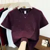Camiseta de manga corta con diseño de cielo estrellado para mujer, nueva moda de verano, talla grande, diseño elegante, cuello redondo, efecto adelgazante