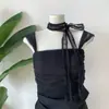 Bufanda Larga Estrecha de Encaje Sencilla para Colgar en el Cuello, Accesorio de Cuello en Capas, Bufanda Collar Estilo Deseo Puro