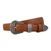 Cinturón de cuero genuino de vaca con hebilla de pasador, estilo vintage hecho a mano, cinturón versátil de cuero genuino estilo Hong Kong, cinturón casual simple para mujer
