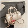 Bolso Bowling de Mano de Moda para Mujer 2025 Otoño Nuevo Simple Nicho Trendy Commuter PU Hombro Cruzado