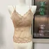 Camisola de Encaje con Espalda Bonita para Mujer, Ropa Interior de Verano, Ropa Exterior, Almohadilla en el Pecho, Retro Europeo y Americano, Simple, a la Moda, Cómoda