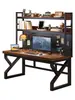 Escritorio de Madera Maciza Estantería Integrada Escritorio Dormitorio Doble Estudio Escritorio de Escritura Tablero Perforado Escritorio de Oficina Escritorio para Computadora y Gaming
