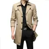 Casaco Trench Coat Masculino Outono/Inverno Plus Size M-8XL Transfronteiriço, Comprimento Médio, Gola de Terno, Estilo Britânico, Acolchoado e Espessado