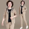 Traje deportivo de otoño para madre de mediana edad estilo extranjero 40-50 años moda femenina abrigo talla grande traje casual de tres piezas