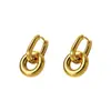 Brincos de Argola Dupla Bicolores em Aço Inoxidável, Venda Quente Transfronteiriça, Ouro 18K, Não Desbota, Luxo Leve, Sensação de Alto Padrão, Brincos Versáteis e Estilosos
