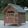 Casa para Perro Exterior Impermeable y a Prueba de Frío Patio Rural Madera Maciza Casa de Perro de Madera con WC Casa de Perro de Madera Transpirable