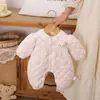 Mono Acolchado de Forro Polar Rosa Gatito de Invierno Ropa de Salida para Bebé Abrigo de Algodón Cálido para Niños Pequeños
