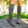 En stock apilado botas nuevas para mujer Talla de bota europea y americana longitud Otoño e Invierno tubo Wholesale Tubo alto Rodilla grande no sobre Botas de cuero transfronterizas Blanco