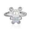 Anillo de cuentas blancas de gran venta con drenaje simple, apertura ajustable, anillo de perla de nicho, elegante y simple anillo de joyería