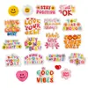 Flor de Carita Sonriente Curación Bordado Autoadhesivo Stickers. Decoración Transfronteriza para Cuaderno, Computadora, Teléfono, Ropa DIY