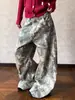 Jeans de Mezclilla Camuflaje con Bordado de Letras Estilo Retro Americano Transfronterizos para Hombre, Diseño de Marca de Moda, Pantalones Versátiles de Pierna Ancha de Peso Pesado