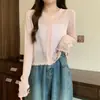 Camisa de Algodão Bordada com Renda Vazada de Alta Qualidade com Desconto para Mulheres, Design de Gola Redonda de Manga Longa para Primavera e Outono, Top de Nicho