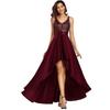 Vestido de festa linha A decote V profundo Comércio Exterior Europeu e Americano frente curto costas longo cintura alta ombro duplo anfitriã vestido de exame de arte saia longa