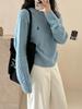 Liquidación 100% Lana Suéter Tejido para Mujer Otoño/Invierno 2026 Nuevo Jersey de Cuello Redondo con Bordado de Logo de Caballo Pequeño Manga Larga Tejido de Cable