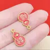 Accesorios Dorados para Manualidades Estilo Chino Tradicional, Colgante de Calabaza Doble Cara Dorado Mate para Pulseras y Collares