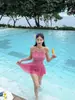 3 Cores Novo Maiô Peça Única Verão Emagrecedor Esconde Barriga Estilo Puro Desejo Rosa Doce Conservador Costas Nu Com Amarração