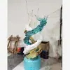 Escultura Ondulada Transparente em Resina Personalizada para Hotel e Escritório de Vendas, Ornamento de Luxo Leve, Decoração de Piso de Arte Moderna