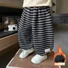 Pantalones de Forro Polar para Niños Otoño e Invierno, Pantalones de Linterna Rayados Integrados de Forro Polar para Niños, Nuevos Pantalones Jogger Deportivos Casuales 2025