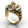 Anillo de león Curry wish con diamantes completos, estilo punk europeo y americano, chapado en oro de 18k, anillo con gota de aceite para hombres y mujeres