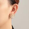 Pendientes de botón de copo de nieve giratorios de doble capa de alta calidad, diseño de moda para mujer, resistentes al color, joyería de alta gama