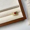 Anillo de Corazón Colorido Estilo Palacio Europeo y Americano para Mujer, Anillo Abierto Vintage de Nueva Moda Francesa Ajustable