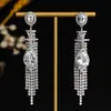Brincos de Franja Gota d'Água com Zircônia Estilo Étnico Moda Simples Versátil Design de Gancho de Orelha Brincos de Nicho Atacado