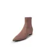 Botas de Mujer Esponjosas Elásticas con Aumento Oculto de Altura, Nuevo Estilo Puntiagudas con Cierre Trasero Tacón Medio Estilo Coreano Botas Individuales Botines Elásticos de Mujer